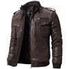 FLAVOR Giacca moto da motociclista in pelle marrone retro da uomo Giacca in vera pelle