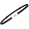 VONMELLI Cintura sottile in vita da donna in pelle sintetica, cintura stretta per abiti alla moda, regolabile, cintura stretta, Nero , Fit Waist Size Below 41 Inches