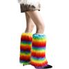 EINCORN Calze lunghe da donna vintage arcobaleno colorato peluche scaldamuscoli ispessiti stivali polsino gamba pelosa calzini lunghi abbigliamento da festa