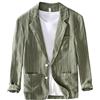 ABARTY Giacca Blazer da Uomo Giacca da Abito Casual Elegante A Righe in Lino vestibilità Slim Blazer da Abito A Due Bottoni Giacca Estiva Leggera Sfoderata Cappotto da Lavoro Sportivo da Lavoro Ve