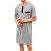 Enjoyoself Uomo Maglie Pigiama in Cotone Camicie Lunghe da Notte Pigiama Comoda Maniche Corte-tipo2-grigio/L