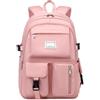QJIRZB Zaino da scuola per ragazze di grande capacità, impermeabile, multitasche, perfetto per ragazze e bambini delle scuole secondarie, medie e superiori, rosa, 31*13*45cm