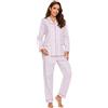 Amaxer Pigiama Donna Caldo in Flanella 2 Pezzi Loungewear Set 100% Cotone Autunno e Inverno Set Pigiama Manica Lunga