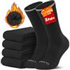CLOSEMATE Calze Invernali Uomo Donna Calzini Lunghi Termiche in Spugna Cotone 5Nero 39-42 M