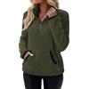ticticlily Felpa Donna con Zip Felpe in Pile Peluche Sherpa Teddy Pullover Top Termico Senza Cappuccio Casuale Sweatshirt Maglione Invernale Autunnale A Army Green M