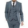 Aesido Classic Abiti Da Uomo Vestibilità Regolare 3 Pezzi Lana Tweed Spina Di Pesce Affari Smoking Sposi Sposi Blazer+Gilet Pantaloni Blu navy chiaro. Personalizzare