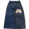 ORANDESIGNE Y2K Jeans Uomo Larghi Pantaloni Cargo Men's Jeans Hip Hop Denim Pantaloni a Gamba Larga Streetwear R Blu XXL