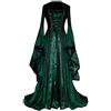KHIRVWL Abito Regency da Donna Abito Medievale Vittoriano retrò Abito Lungo con Maniche a Campana con Cintura a Vita Alta Abito da Sera Elegante Stile Palazzo Gli Abiti da Cocktail