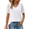 BKEPDY Camicia Donna Estiva Scollo a V Manica Corta Blusa Magliette Maniche Corte a Sbuffo Camicetta Bluse T-Shirt Tops Estive Eleganti Tops Camicette Estate (Bianco XL)