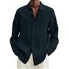 Fulidngzg Camicia Uomo Lino Manica Lunga Slim Fit Curvy Beach Casual Camicie Sportivia Elegante Estiva Camicia Tinta Unita Camicie Estive Taglie Forti vestibilità