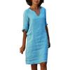 Fulidngzg Abiti Estivi Donna,Vestito Donna con Scollo V Bottoni Frontali Mezza Manica Vestiti Prendisole Boho Leggero Dress Unicolore Elegante Sportivo per Vacanza Viaggi Appuntamenti