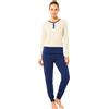 de fonseca Pigiama Donna Cotone Leggero 100% - Ideale per Primavera e Mezze Stagioni - Completo di Maglia con Bottoni Pantalone (IT, Testo, M, Regular, Regular, Modello 5)