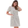 Allegra K Donna Abito Vintage in Tweed a Maniche Corte a Linea a Mini