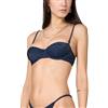 Goldenpoint Donna Costume da Bagno Costina Lamè - Parte Alta del Bikini - Balconcino con Ferretto e Imbottitura Removibile a Costina in Tinta Unita con Lurex Taglia 4B Colore Blu