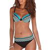 JFAN Costume da Bagno Sexy da Donna Imbottito da Bagno Push Up Bikini Stampa Tribale Swimsuit,Blue - XL