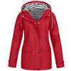 Generico Giacca Impermeabile Donna Leggera, Giacca Antipioggia Donna Antivento Lungo Trench con Cappuccio Traspirante a Vento Raincoat per All'aperto Campeggio Trekking