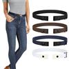 LEACOOLKEY Confezione da 4 cinture elastiche invisibili, senza fibbia, per donne e uomini, Nero+caffè+blu++bianco, Suit for waist size 34-50