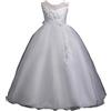 DISSA Vestito da ragazza di fiori, abito da principessa, per bambini, senza braccia, in tulle ricamato per feste, 5-16 anni, D708, bianco, 11-12 Anni