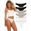Hialegion Womens Cotton Gym Thongs Organic Comfortable No Show Workout Low Rise Hipster Panties T-Back Thong Set M