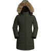 Pioneer Camp Cappotto Invernale da Donna Lungo Caldo Trapuntato Impermeabile Giacca da Inverno con Colletto in Pelliccia Artificiale Rimovibile, verde oliva, L