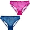 Boyawjian Mutandine di seta di gelso sexy bikini velato slip di seta increspato raso biancheria intima 2pcs, H, XL