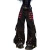 Suncadmious Donne Y2k Pantaloni Goth Punk Emo Pantaloni Baggy Campana Fondo Jeans Y2k Gamba Larga Jeans Harajuku Grunge Pantaloni Hip Hop Vestiti