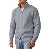 Dasongff Cardigan Uomo Autunno Inverno Gilet Zip Slim Fit Casual Giacca a Maglia Collo Dritto Manica Lunga con 2 Tasche, Azzurro, L