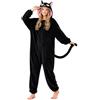 Claofoc Onesie Costume da donna unisex adulto Cat Animale Homewear Tuta Gatto intero Pigiama Cosplay Pigiama con cappuccio per Halloween Carnevale