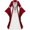 KHIRVWL Abito Medievale da Donna Manica a Campana Costume Vintage Rinascimentale Manica Lunga Vestiti da Festa in Maschera Cosplay Abiti da Carnevale Abito da Donna Collo Quadrato con Lacci