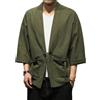 Oanviso Uomo Kimono Cardigan Vintage Stile Giacca Leggero Cardigan Tinta Unita Manica 3/4 Giapponese Cardigan alla Moda Casual Estate Magliette Tradizionale Kimono Tops A Verde L
