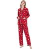 Amaxer Set Pigiama Caldo da Donna in Flanella 100% Cotone Set Pigiama Autunno e Inverno, Il Cane con Il Vestito Blu，L