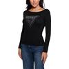 GUESS Maglione Donna Scollo a Barca Manica Lunga Bianco Colomba Sweater Slim Fit