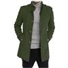 Generisch Cappotto invernale da uomo Cappotto lungo di lana con stile Moda Confortevole Morbido Giaccone caldo per il freddo, verde, XL