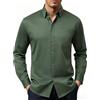 Mauro Kane Camicia No Stiro Uomo Manica Lunga, Camicia da Uomo Elegante Verde Militare L