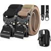 Leskyair 2 Pezzi Cintura Tattica da Uomo 1,5 Regolabile Nylon, Cintura Militare con Fibbia in Metallo a Sgancio Rapido, Regalo con Marsupio Tattico, Fibbia e Gancio