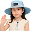 Generic Cappello da sole a tesa larga per bambini, cappello da sole con ventilatore solare per bambini, protezione UV con doppia ventola, vestibilità regolabile per attività all'aperto, Blu, Taglia unica