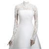 MAYILNSIN Coprispalle da Sposa in Pizzo a Maniche Lunghe Collo Alto Motivo Floreale Giacca da Sposa Bianco Avorio per Feste serali, Bianco,6