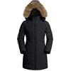 Pioneer Camp Mantello Donna Invernale Caldo con Cappuccio Antivento Impermeabile Piumino Lungo Giacca Imbottito 2 Cerniere Imbottito Mantelli Cerniere Laterali Parka, Nero , L