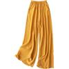 DBFBDTU Pantaloni da donna in seta, sottili, larghi, gamba larga, pantaloni lunghi, Giallo, Taglia unica