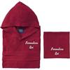 Cieffepi Home Collections MYFIT Set Microfibra Personalizzabile Accappatoio Unisex con cappuccio + Telo (IT, Testo, XL, Regular, Regular, Bordeaux)