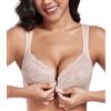DotVol Reggiseno Donna Taglie Forti Reggiseno a Coppa Intera Senza Ferretto con Spalline Larghe Reggiseno in Pizzo Floreale Reggiseno a Coppa Morbida Beige 5F