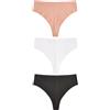 NEXT Donne Confezione da 3 Perizomi Comodi a Vita Alta Che Non segnano Nero/Bianco/Pralina Nude 36