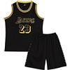 Huniam Set di 2 Canotte e Pantaloncini da Basket per Bambini e Ragazzi, Senza Maniche, Completo da Allenamento, Regali per Bambini di 3-14 Anni, Nero , 5-6 Anni