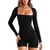 BKEPDY Tutina Donna Maniche Lunghe Sexy Pagliaccetto Una Spalla Yoga Bodysuit Elegante Tutine Jumpsuit Sportivo Body Playsuit per Donna (Nero M)