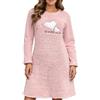 Generisch - Camicia da notte in flanella da donna, spessa, per autunno e inverno, a maniche lunghe, in pile, calda, a tinta unita, per la casa, streetwear, con scollo tondo, pullover, felpa, O rosa