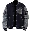 MAXDUD Giacca bomber da uomo nera e grigia | Varsity Jacket College Letterman Giacca per Tom Hardy Baseball Giacca leggera, XL
