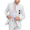Fesenbo Completo da uomo in lino slim fit 2 pezzi estate spiaggia abiti da sposa con bavero a punta casual blazer pantaloni set per smoking da ballo, bianco, L