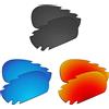 EZReplace Lenti di ricambio per occhiali da sole Oakley Racing Jacket ventilati (lenti polarizzate), Nero di carbonio, blu ghiaccio + rosso fuoco, Taglia unica