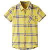 Spring&Gege Ragazzi Camicie abbottonate Scozzese a Quadri a Manica Corte in Cotone con Bottoni Casual per Bambini, Giallo, 7-8 Anni