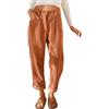 Onsoyours Donna Pantaloni Larghi Cotone Pantalone Vita Alta Elasticizzati Harem Pantaloni di Velluto a Coste in Tinta Unita da Donna Pantaloni Moda con Tasche Arancione L